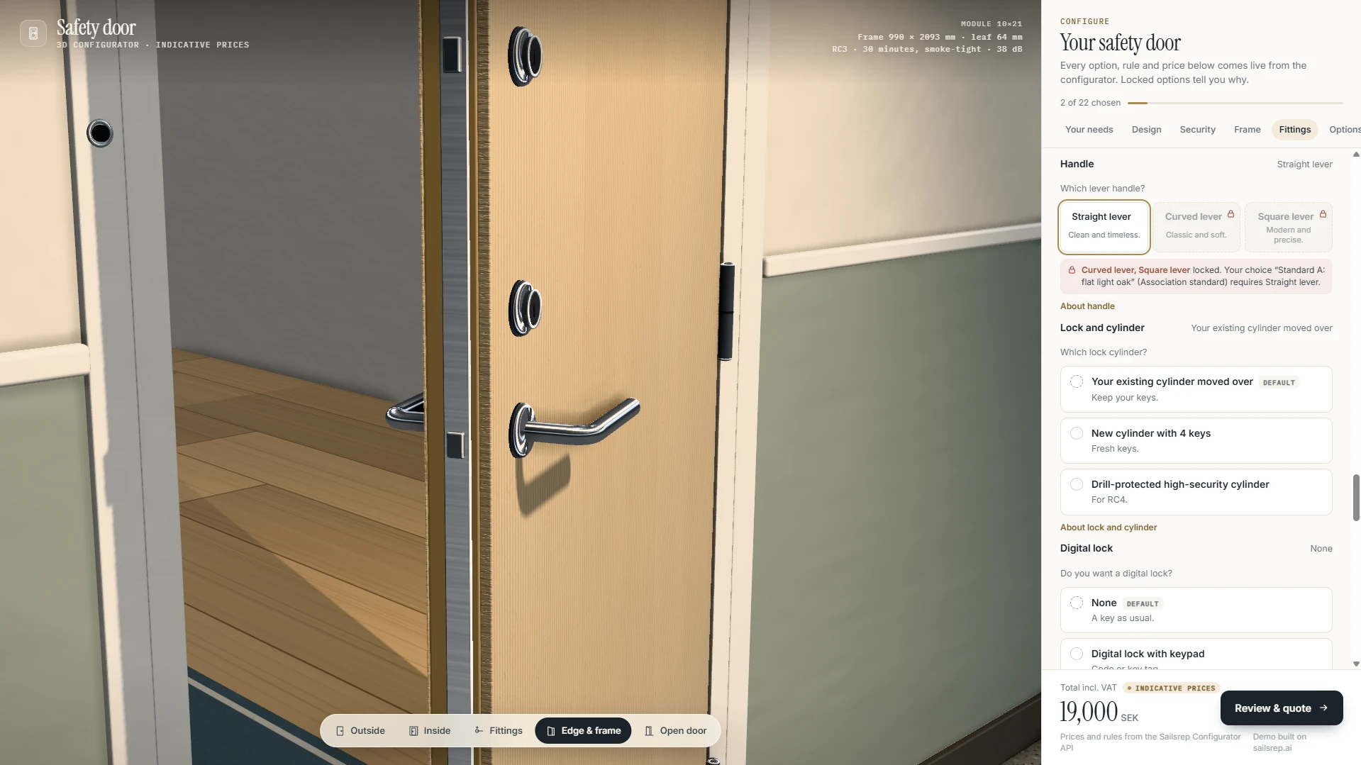 Safety door configurator